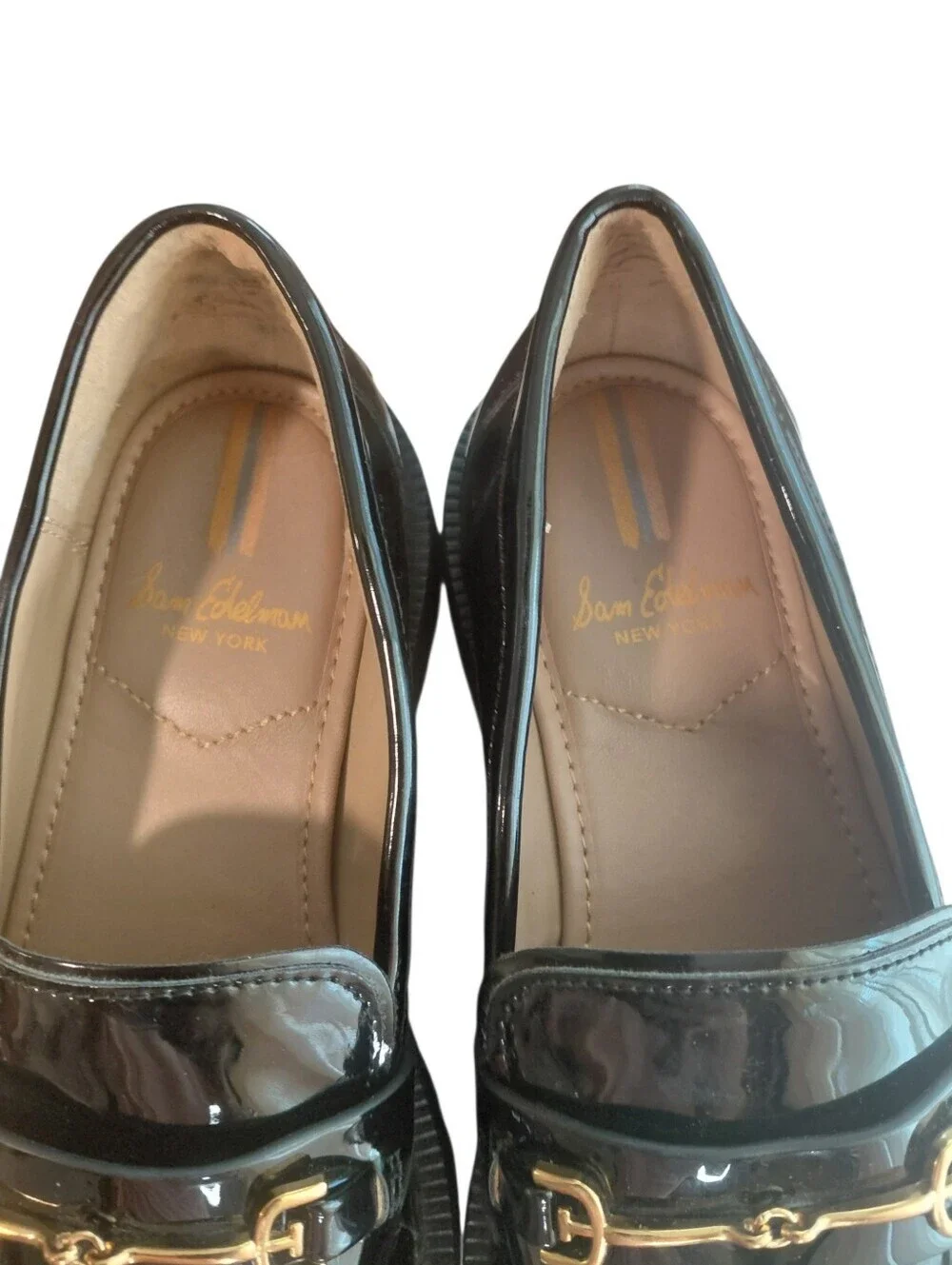 Sam Edelman Laur Black Patent Leather Loafers Size 6 Chunky Flats